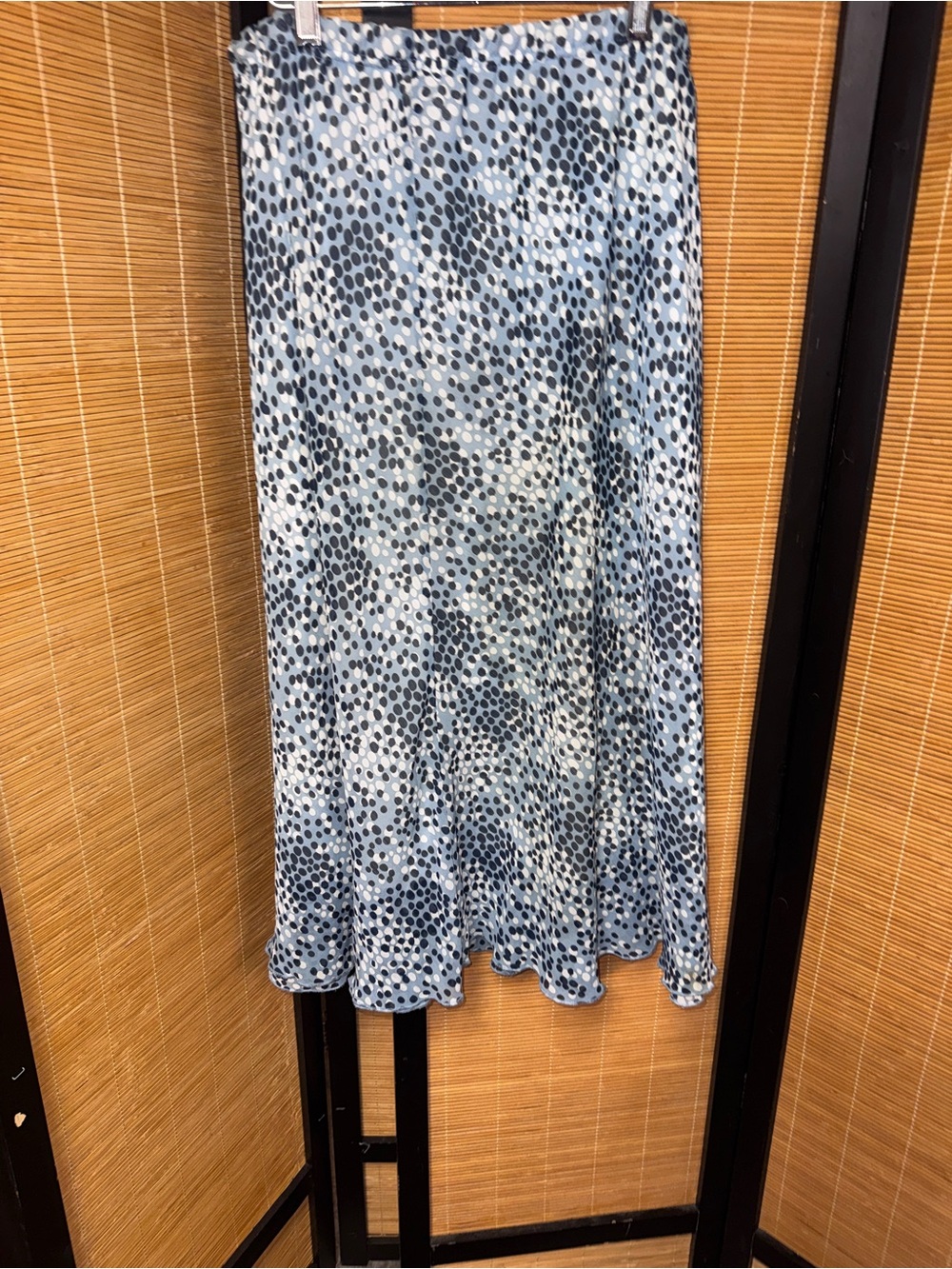 Briggs New York Women's Size 14 Blue White Abstract Dot Lined Maxi Skirt